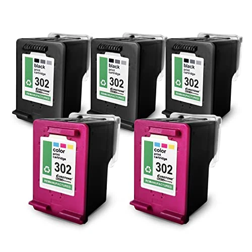 5 cartuchos de tinta Eurotone compatibles con HP 302XL – Negro/Cian/Magenta/Amarillo – para HP DeskJet 1110, HP DeskJet 1112