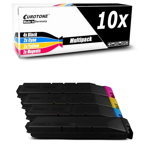 10 cartuchos de tóner Eurotone compatibles con Kyocera TK-8705 – Negro/Cian/Magenta/Amarillo – para 6550ci, 6551ci
