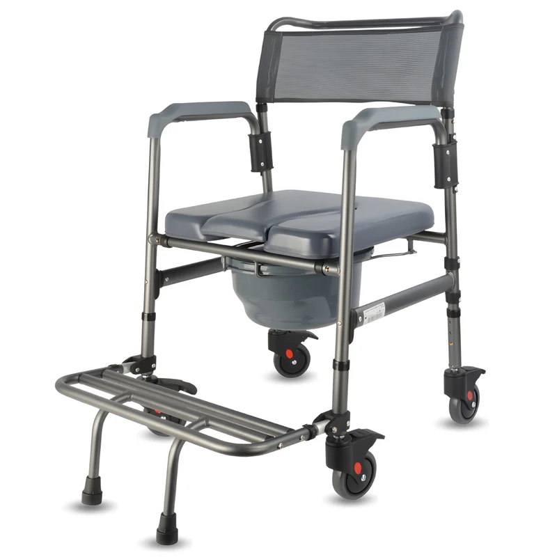 Silla WC Plegable con Ruedas | Inodoro con Orinal Portátil