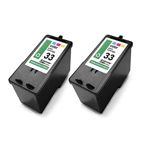 2 cartuchos de tinta Eurotone compatibles con Lexmark 33XL – Multicolor – para impresoras HP OfficeJet 6100 e-Printer y HP OfficeJet 6600 e-All-in-One.