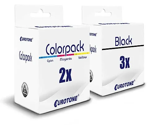 5 cartuchos de tinta Eurotone para HP NO302XL – Negro/Cian/Magenta/Amarillo