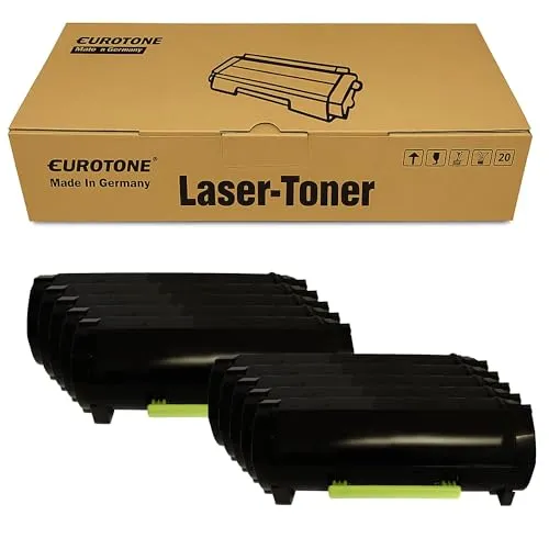 10 cartuchos de tóner Eurotone compatibles con Lexmark 51B2000 – Negro – para Lexmark MS 317 dn, Lexmark MS 317 n
