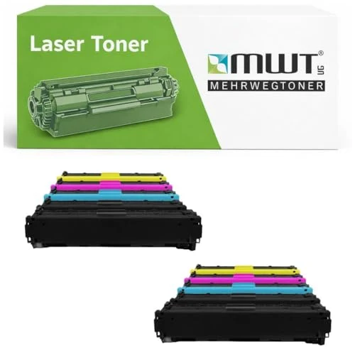 10 cartuchos de tóner reutilizables compatibles con HP CF540X – Negro/Cian/Magenta/Amarillo – para HP Color LaserJet Pro M 254 dnw, HP Color LaserJet Pro M 254 dw