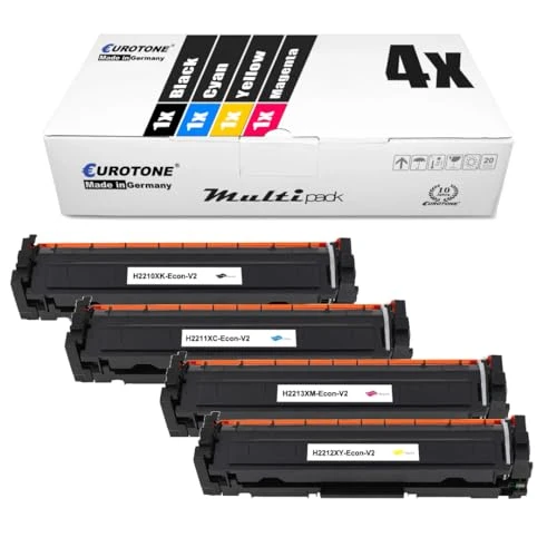 4 cartuchos de tóner Eurotone compatibles con HP W2210X – para HP Color LaserJet Pro MFP M 283 cdw, HP Color LaserJet Pro M 255 dw