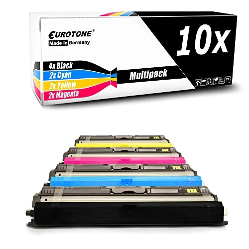 10 cartuchos de tóner Eurotone compatibles con Xerox 106R01466 – Negro/Cian/Magenta/Amarillo – para 6121MFP, 6121S