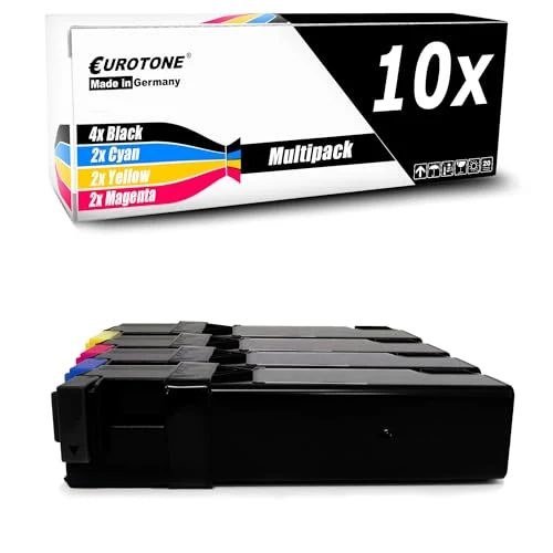 10 cartuchos de tóner Eurotone compatibles con Dell 1320C – Negro/Cian/Magenta/Amarillo – para 1320cn