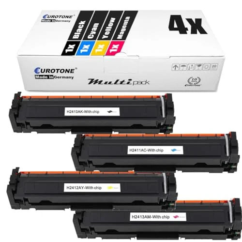 4 cartuchos de tóner Eurotone compatibles con HP W2410A – para HP Color LaserJet Pro M 155 nw, HP Color LaserJet Pro M 180 Series