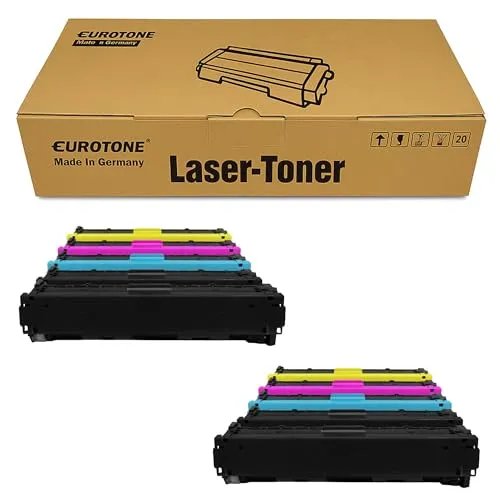 10 cartuchos de tóner Eurotone compatibles con HP CB540A – Negro/Cian/Magenta/Amarillo – para HP Color LaserJet CM Serie 1300, HP Color LaserJet CM 1312 CB MFP