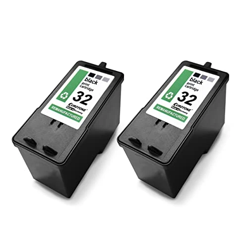 2 cartuchos de tinta Eurotone compatibles con Lexmark 32XL – Negro – para HP OfficeJet Serie 6600, HP OfficeJet 6700 Premium