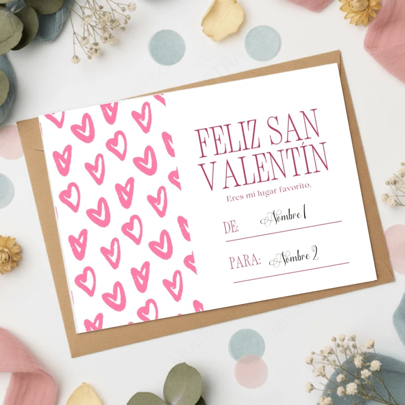 Tarjetón o postal A5 con dedicatoria personalizada