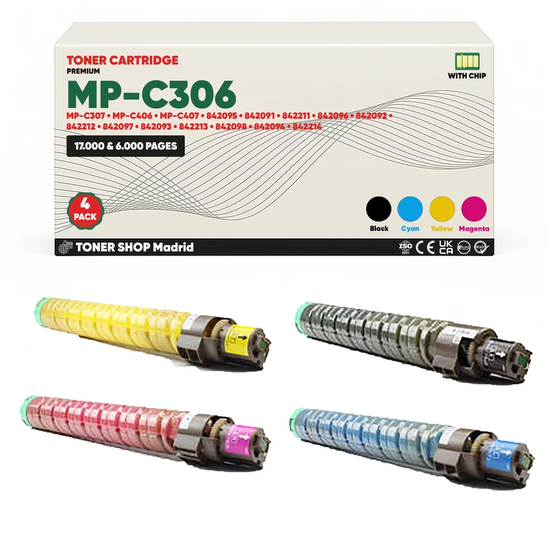 BDink Tóner Compatible Ricoh Aficio MP-C306 / MP-C307 / MP-C406 / MP-C407 ( 4 pack)