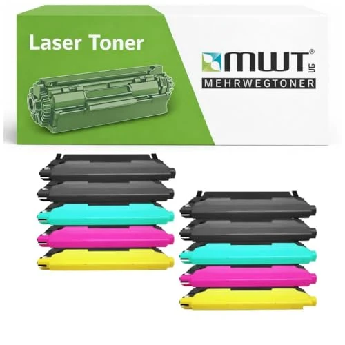 10 cartuchos de tóner reutilizables compatibles con Dell 1230C – Negro/Cian/Magenta/Amarillo – para 1235c, 1235cn