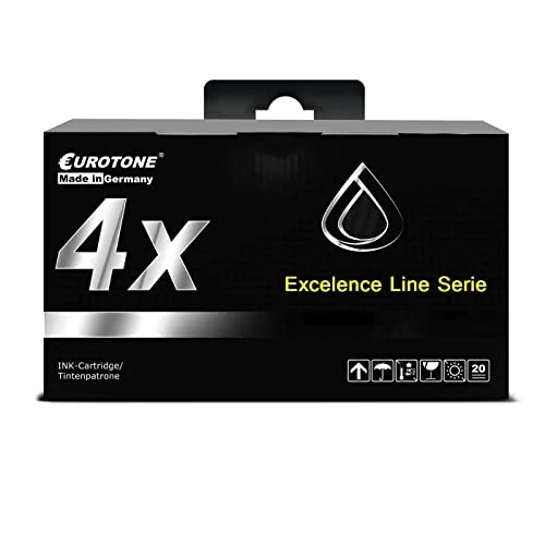 4 cartuchos de tinta Eurotone compatibles con Epson 16XL – Negro – para Epson WorkForce WF-2010 W, Epson WorkForce WF-2110 W