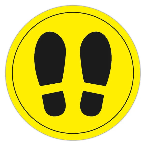Apli Circulo Señalizacion Adhesivo Ilustracion Zapatos Ø30mm - Acabado Mate - Adhesivo Solvente Alta Resistencia - Color Amarillo/Negro - Film PVC 100 Micras con Imprimacion