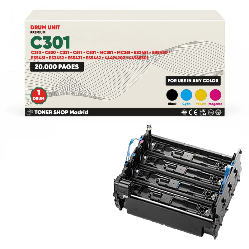 BDink Tambor de Imagen Compatible OKI C301/C310/C530/C331/MC351 (Drum) 4 colores