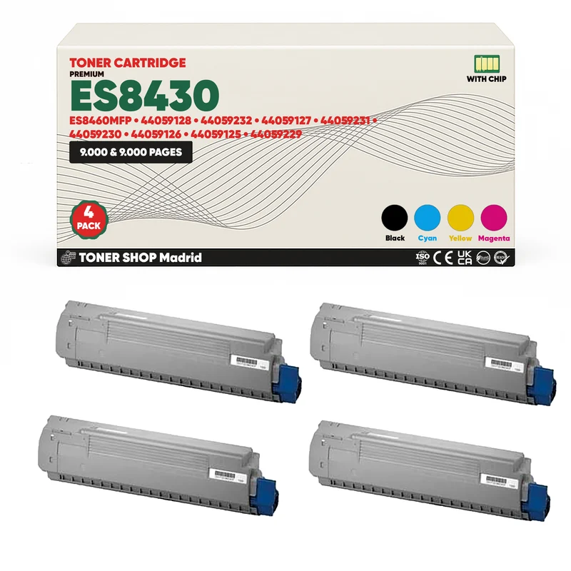 BDink Cartuchos Tóner Compatibles OKI Executive ES8430/ES8460MFP CMYK (Pack 4)