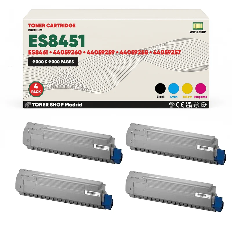 BDink Cartuchos Tóner Compatibles OKI Executive ES8451/ES8461 CMYK (Pack 4)