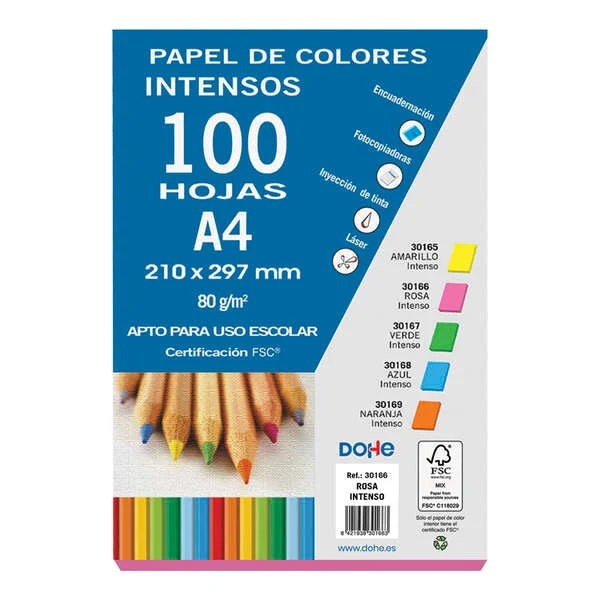 Dohe Papel Multifuncion de 80g - Apto para Fotocopiadoras, Impresoras Laser y Chorro de Tinta - Color Rosa