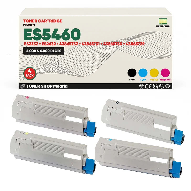 BDink Cartuchos Tóner Compatibles OKI Executive ES5460/ES2232/ES2632 CMYK (Pack 4)