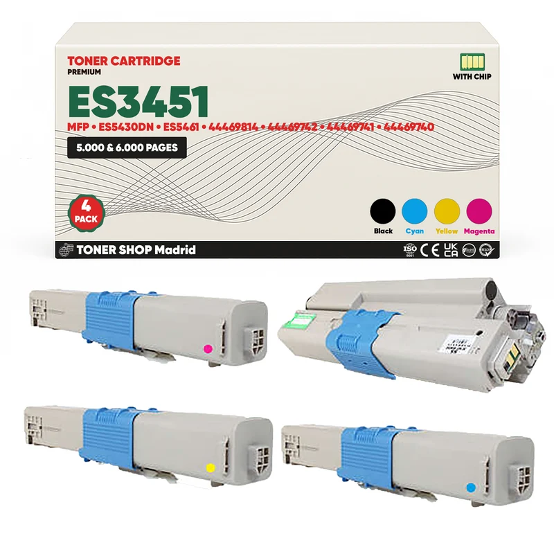 BDink Cartuchos Tóner Compatibles OKI Executive ES3451/ES5430/ES5461 CMYK (Pack 4)