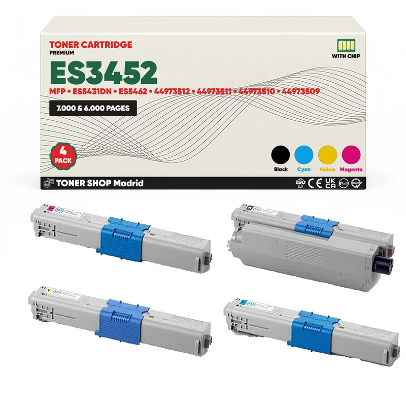 BDink Cartuchos Tóner Compatibles OKI Executive ES3452/ES5431/ES5462 CMYK (Pack 4)