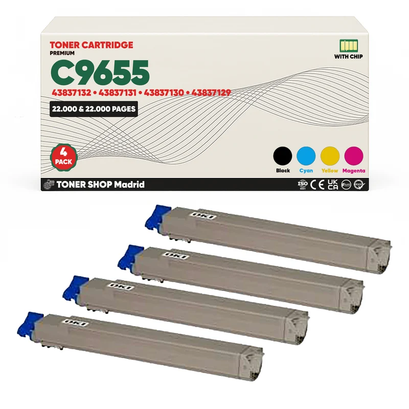 BDink Cartuchos Tóner Compatibles OKI C9655 CMYK (Pack 4)