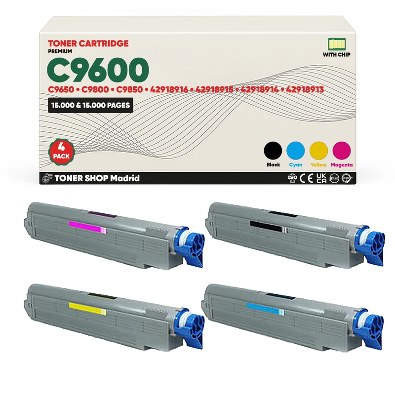 BDink Cartuchos Tóner Compatibles OKI C9600/C9650/C9800/C9850 CMYK (Pack 4)