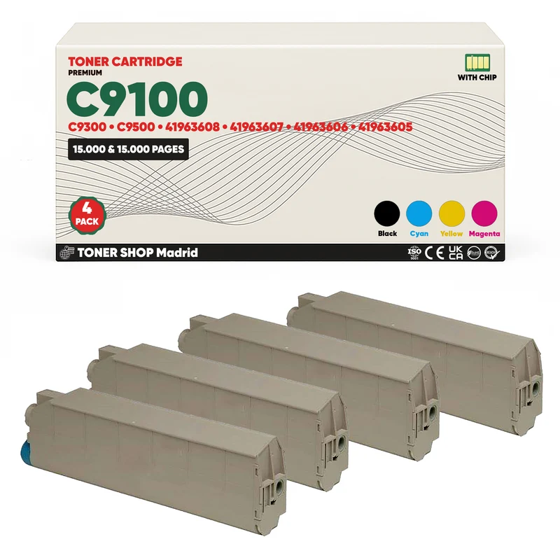 BDink Cartuchos Tóner Compatibles OKI C9100/C9300/C9500 CMYK (Pack 4)