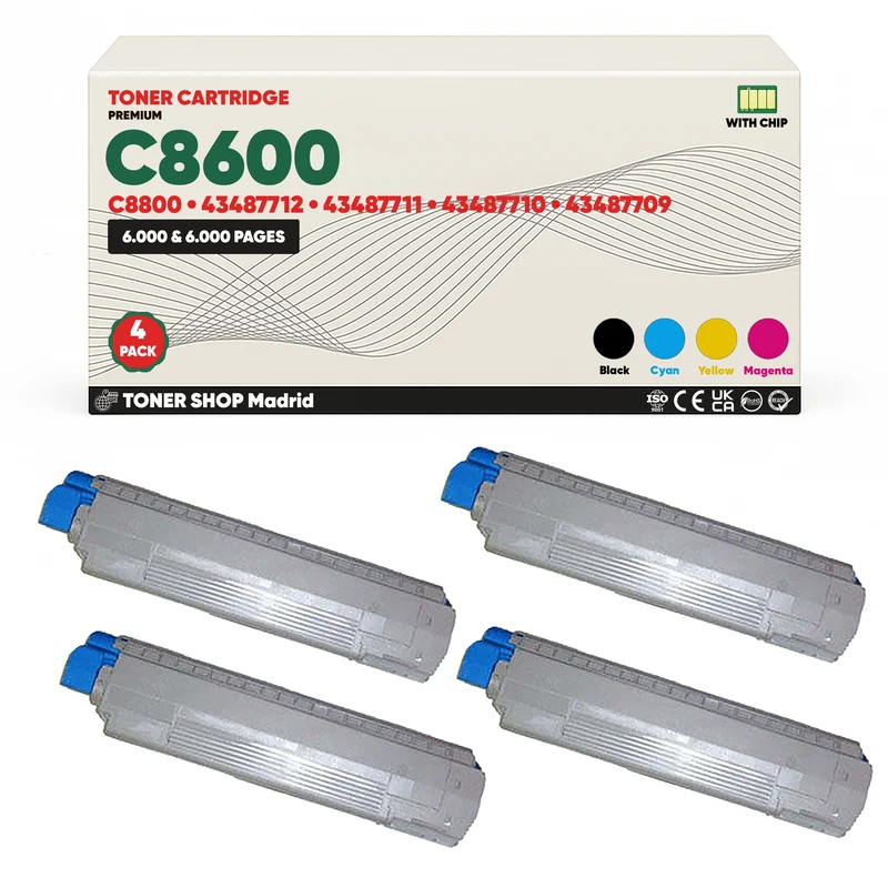 BDink Cartuchos Tóner Compatibles OKI C8600/C8800 CMYK (Pack 4)