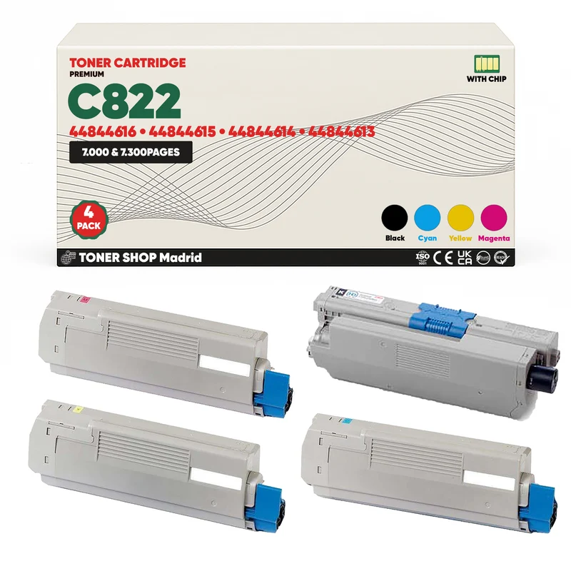BDink Cartuchos Tóner Compatibles OKI C822 CMYK (Pack 4)