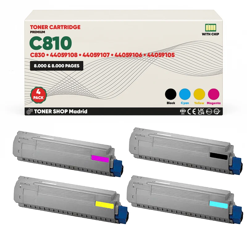 BDink Cartuchos Tóner Compatibles OKI C810/C830 CMYK (Pack 4)