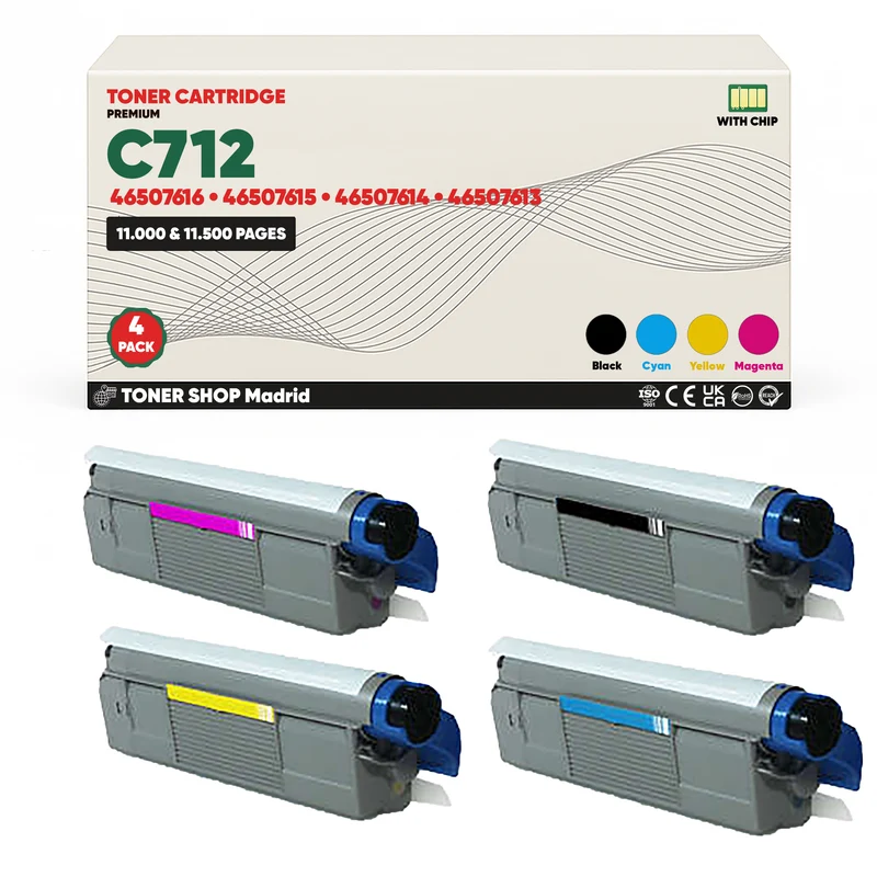 BDink Cartuchos Tóner Compatibles OKI C712 CMYK (Pack 4)