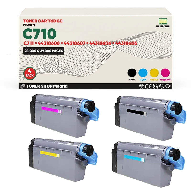 BDink Cartuchos Tóner Compatibles OKI C710/C711 CMYK (Pack 4)