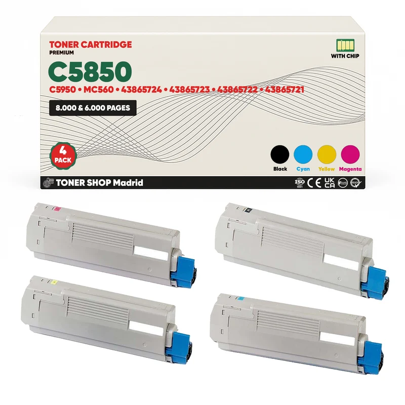 BDink Cartuchos Tóner Compatibles OKI C5850/C5950/MC560 CMYK (Pack 4)