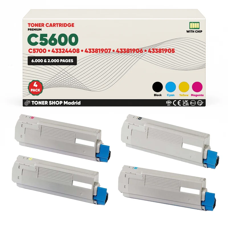 BDink Cartuchos Tóner Compatibles OKI C5600/C5700 CMYK (Pack 4)