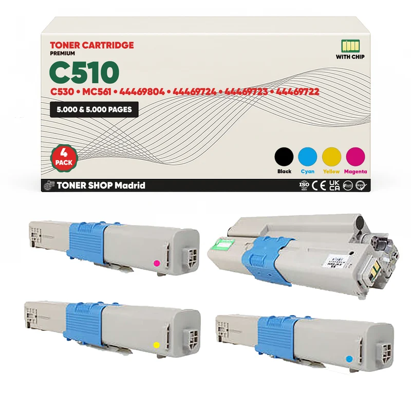 BDink Cartuchos Tóner Compatibles OKI C510/C530/MC561/MC562 CMYK (Pack 4)
