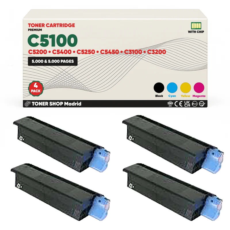 BDink Cartuchos Tóner Compatibles OKI C5100 CMYK (Pack 4)