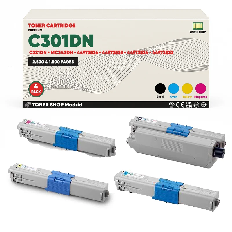 BDink Tóner Compatible OKI C301DN/C321DN/MC342DN (Pack 4 CMYK)