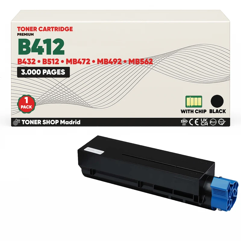 BDink Cartucho Tóner Compatible OKI B412/B432/B512 Negro
