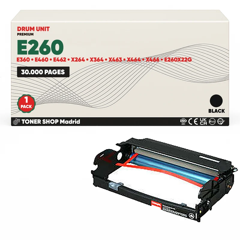 BDink Tambor de Imagen Compatible Lexmark E260/E360 Negro (Drum)