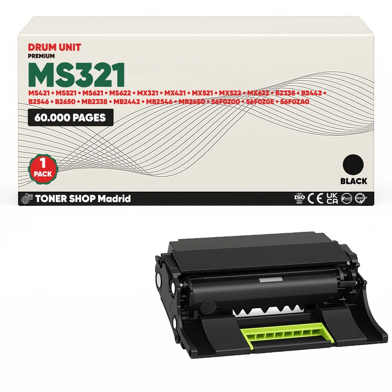 BDink Tambor de Imagen Compatible Lexmark MS321 (Drum) 56F0Z00 - Negro
