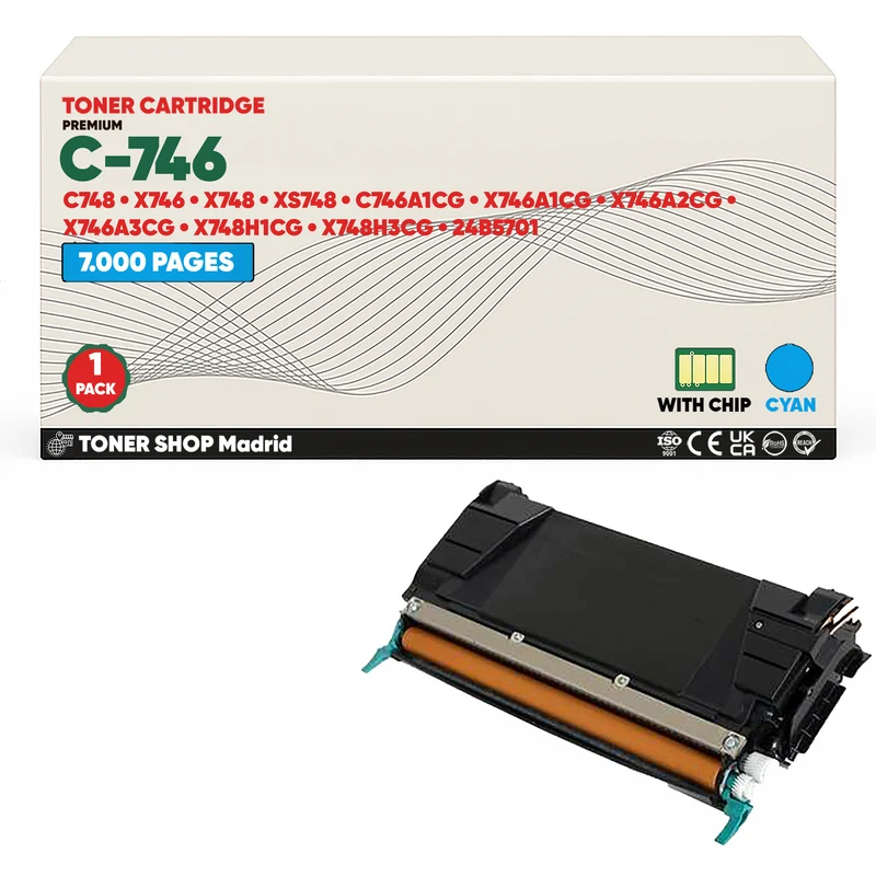 BDink Tóner Compatible Lexmark C746 (Pack 2 CM) C746A1CG C746A1MG C746A1YG