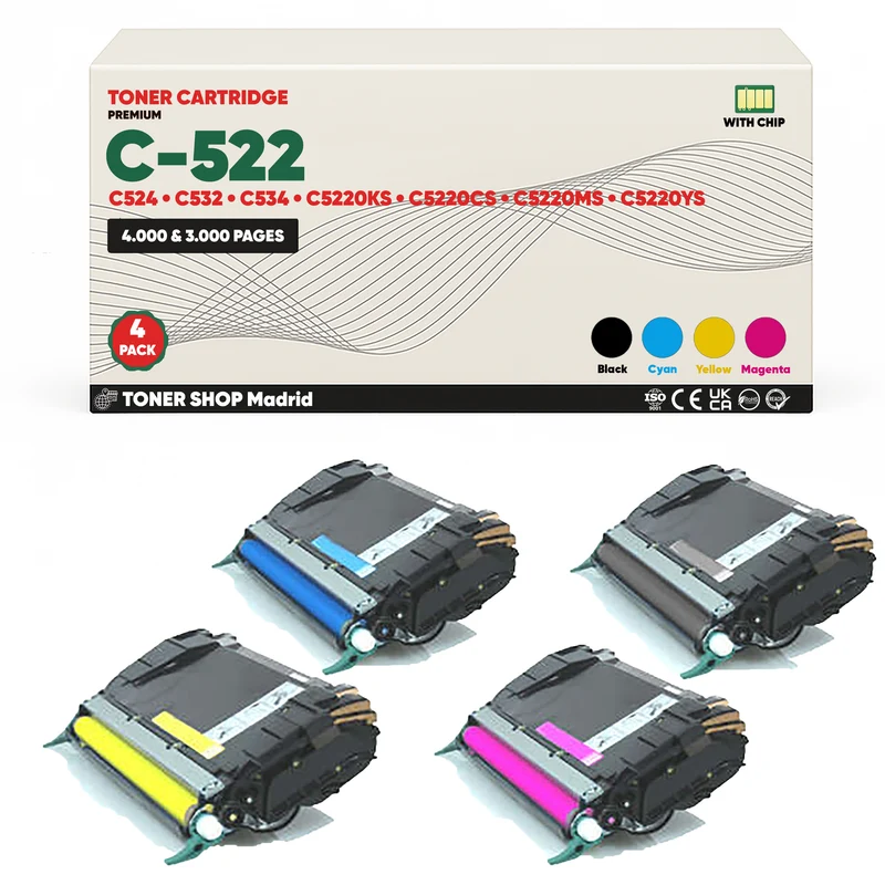 BDink Cartuchos Tóner Compatibles Lexmark C522 CMYK (Pack 4)