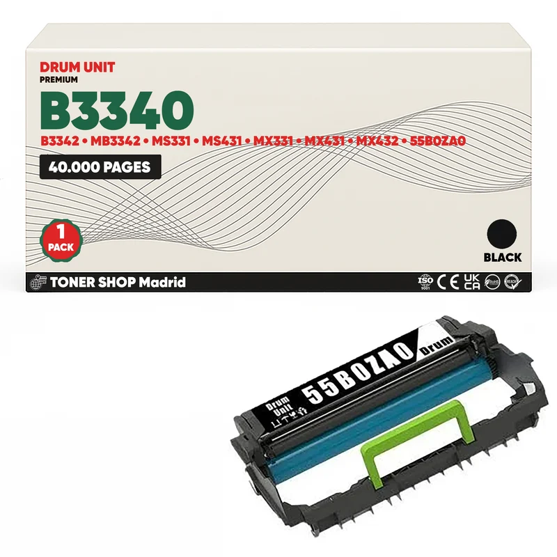 BDink Tambor Imagen Compatible Lexmark B3340 Negro (Drum)