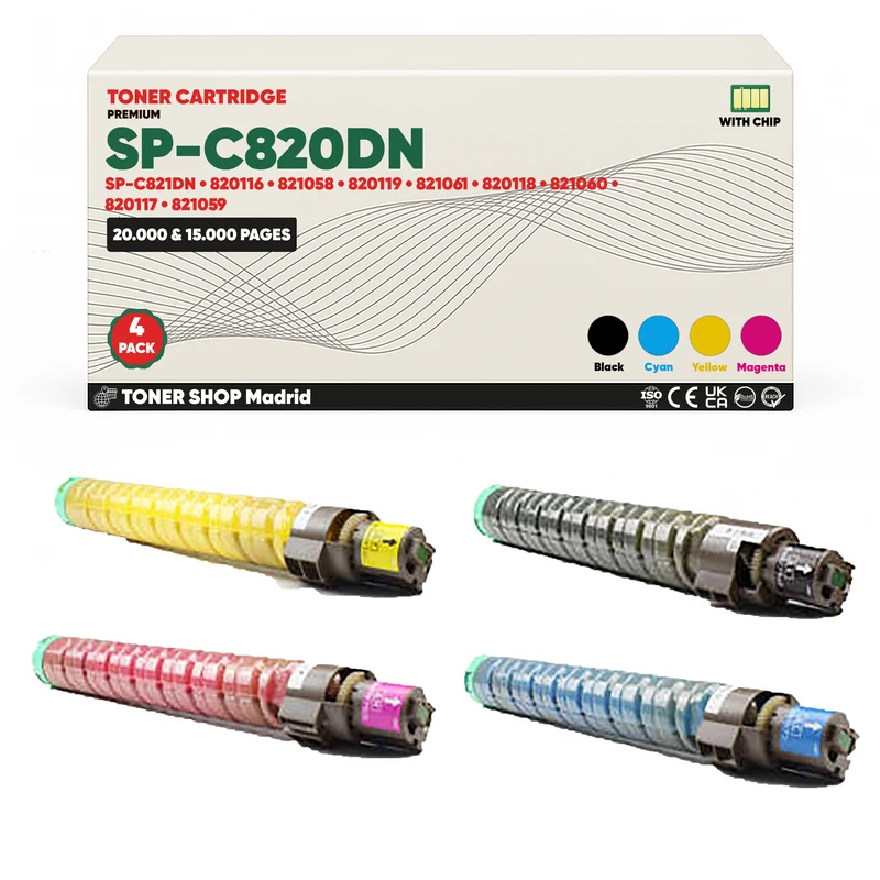 BDink Tóner Compatible Ricoh SP-C820DN/SP-C821DN (Pack 4 CMYK) 820116-821061