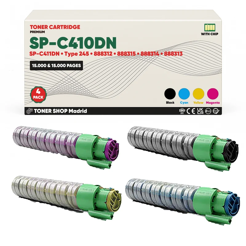 BDink Tóner Compatible Ricoh SP-C410DN/SP-C411DN (Pack 4 CMYK) 888312-888315