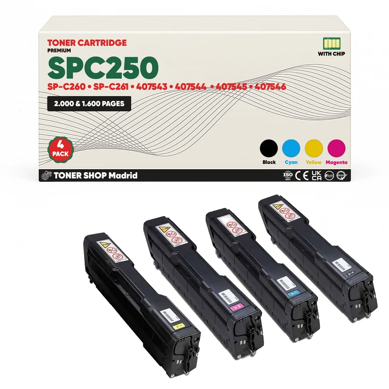 BDink Tóner Compatible Ricoh SPC250 (Pack 4 CMYK) 407543-407546