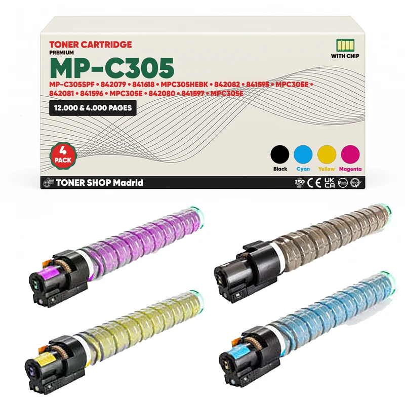 BDink Cartucho/s Tóner Compatible/s Ricoh MP-C305/MP-C305SPF CMYK (Pack 4)