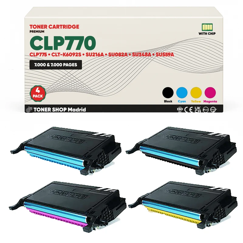 BDink Cartucho de Toner Compatible Samsung CLP770 (Pack 4) CMYK