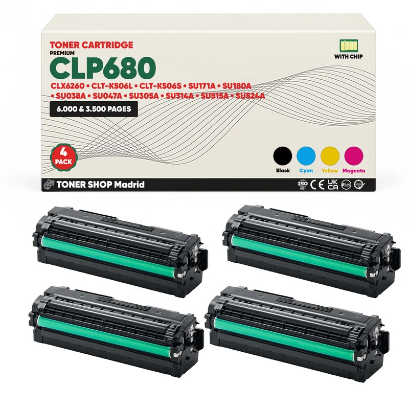 BDink Cartucho de Toner Compatible Samsung CLP680 (Pack 4) CMYK